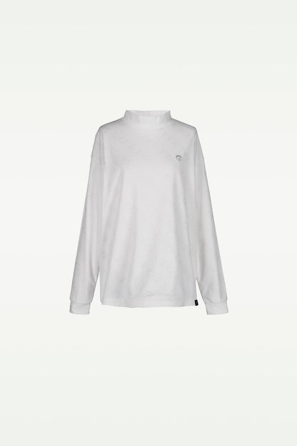 ロゴジャガード柄モックネックLS