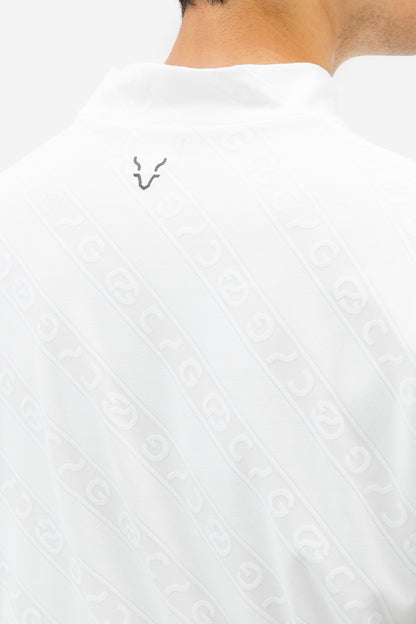 ロゴジャガード柄モックネックLS